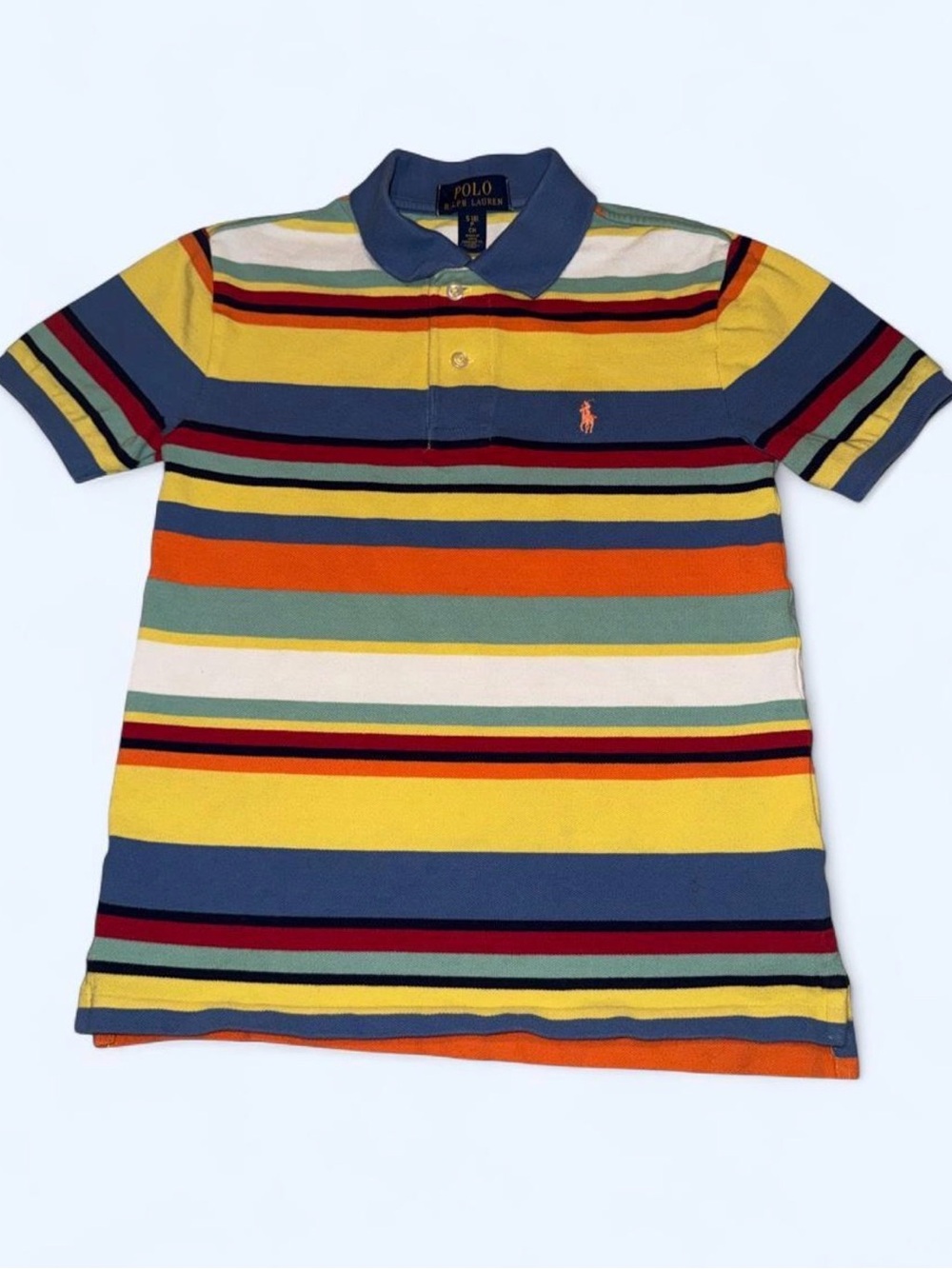 Polo by Ralph Lauren Multicolor Striped Polo in Yellow, Blue, Orange